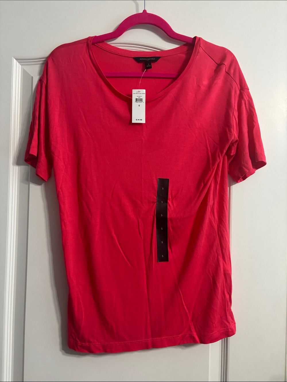 NWT Banana Republic Women's Crewneck Short Sleeve Tee - Hot Pink